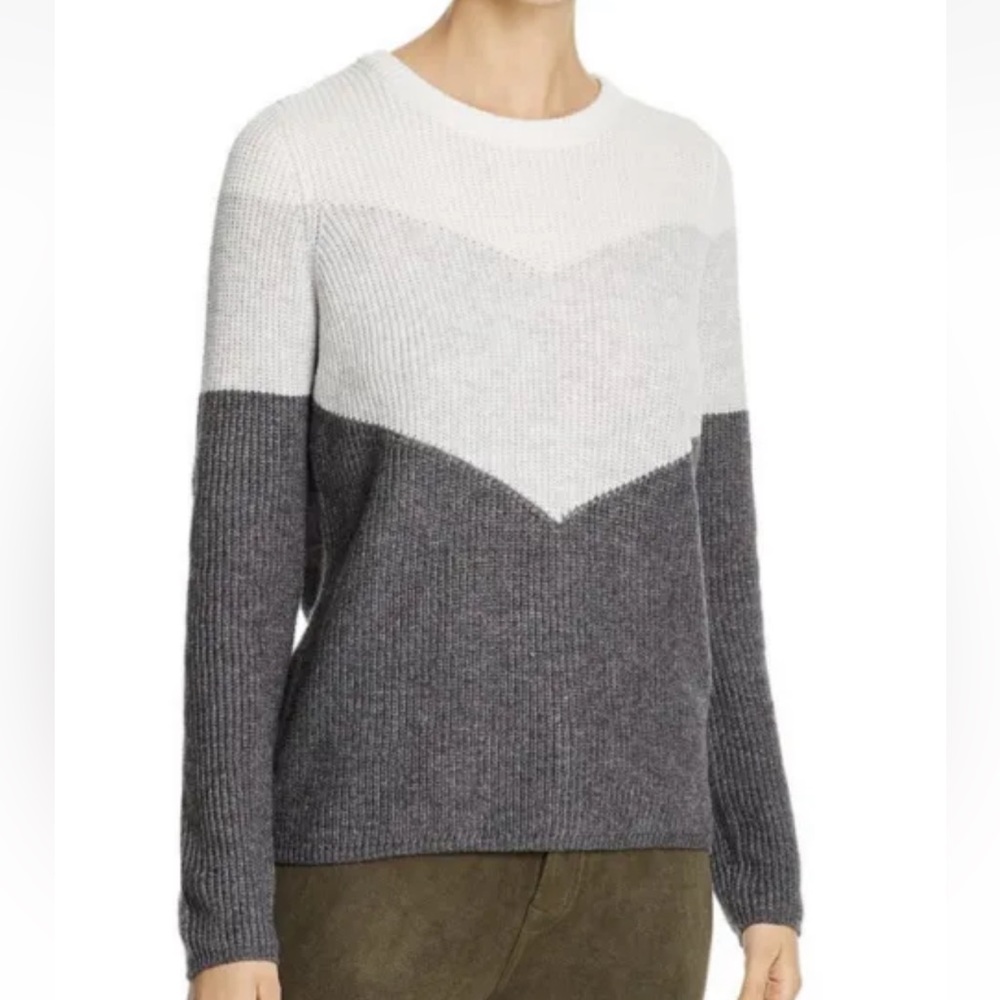 Design History Gray Color Block Back Zip Sweater Size Petite Medium